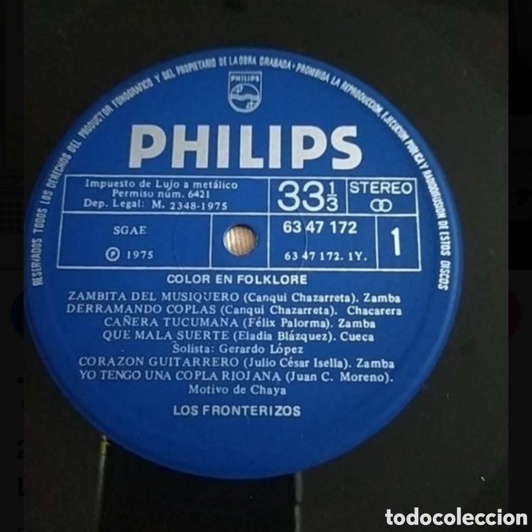 Discos de vinilo: Lp Los Fronterizos. Color en Folklore - Foto 3