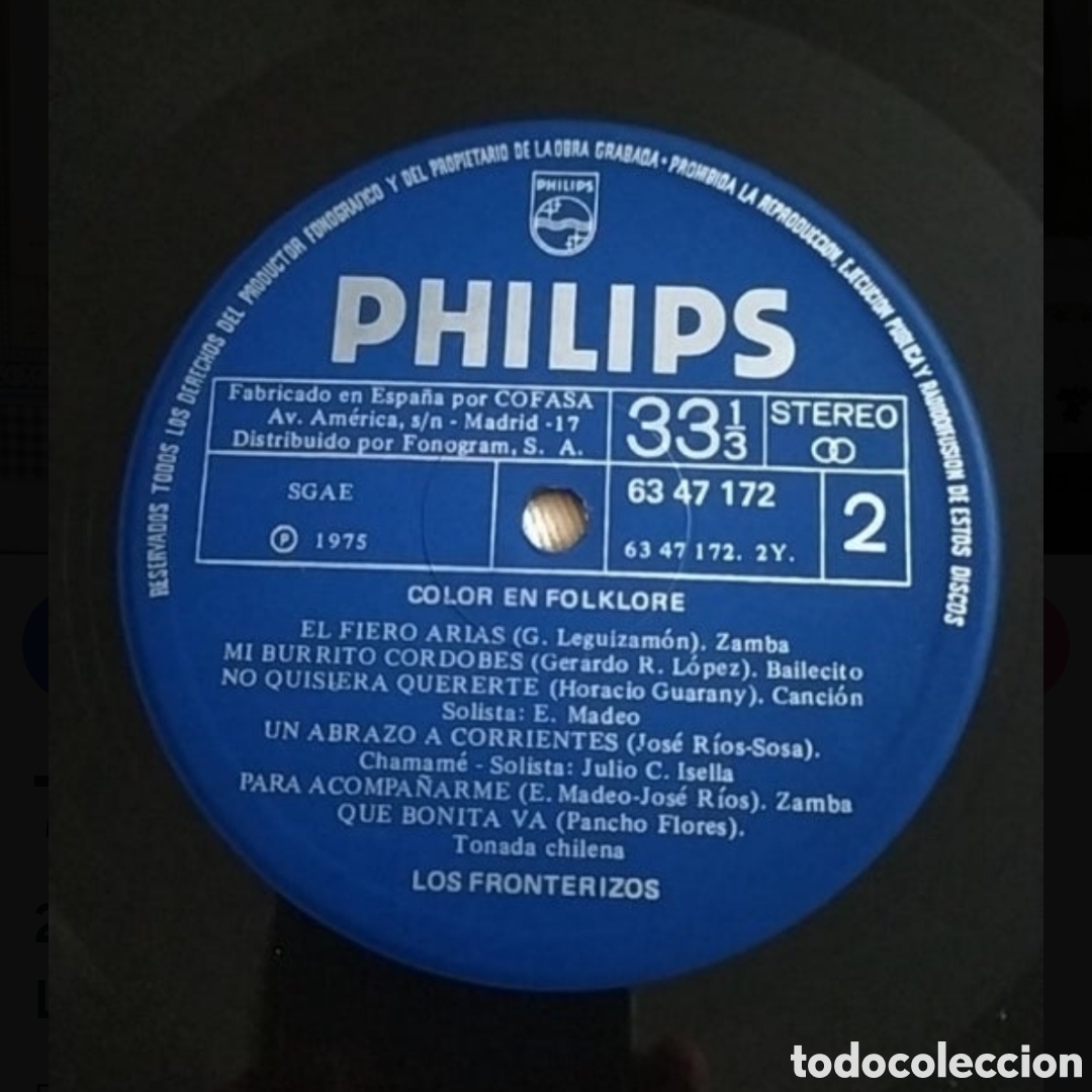 Discos de vinilo: Lp Los Fronterizos. Color en Folklore - Foto 4
