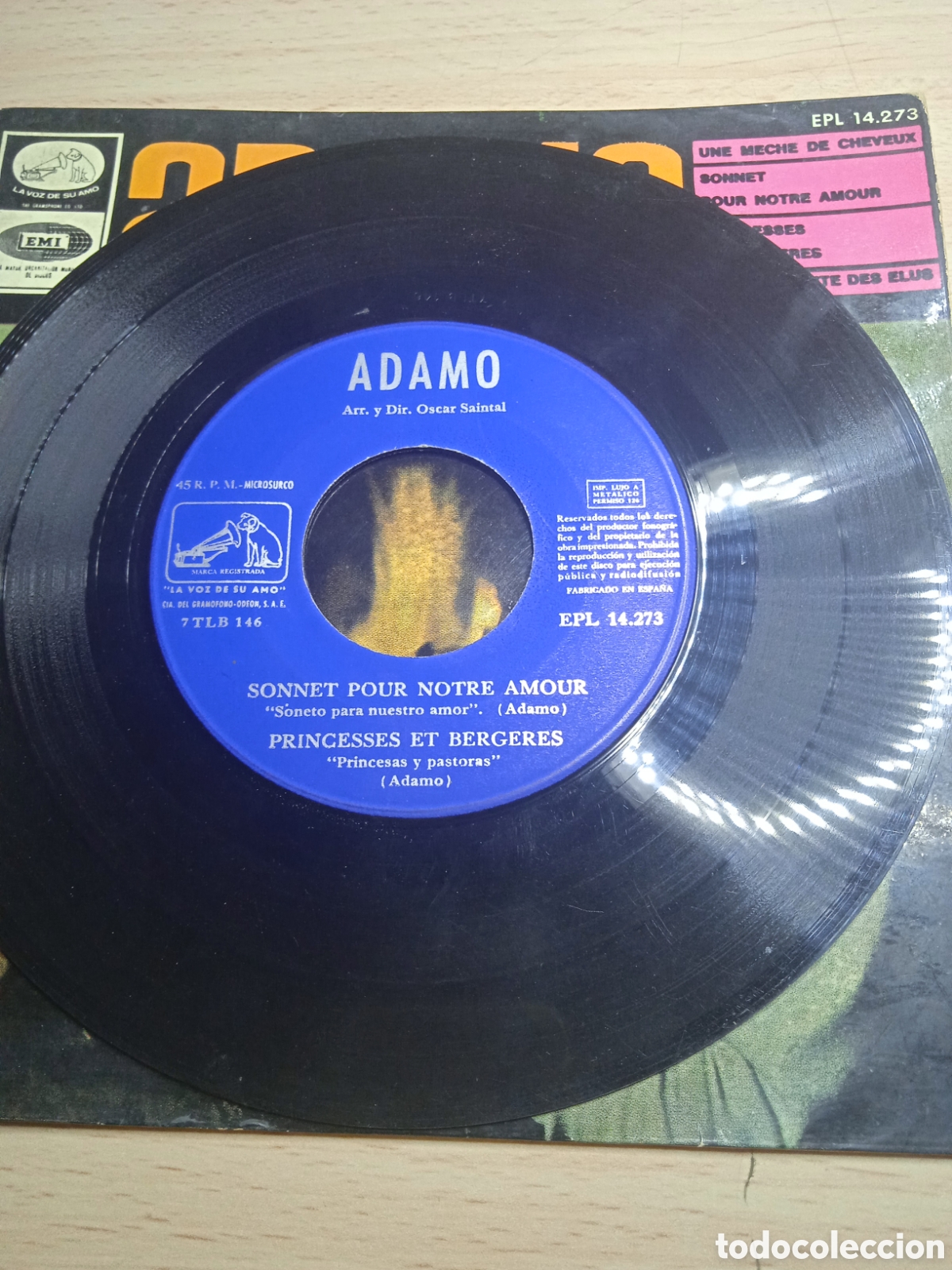 Discos de vinilo: EP 7&rdquo; Adamo.1966.Une meche de cheveux+3. - Foto 3