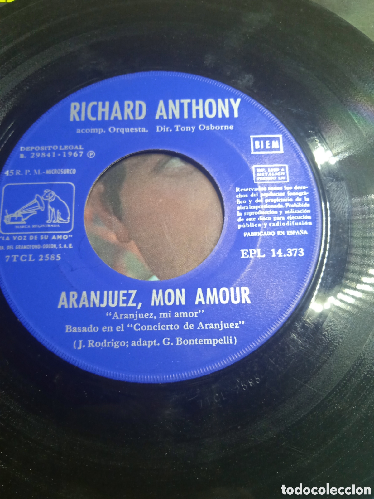 Discos de vinilo: EP 7&rdquo; Richard Anthony.1966.Aranjuez, Mon amour - Foto 3