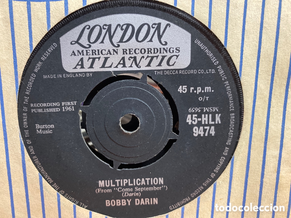 Discos de vinilo: Bobby Darin - Multiplication (7&rdquo;, Single) Edici&oacute;n UK - Foto 2