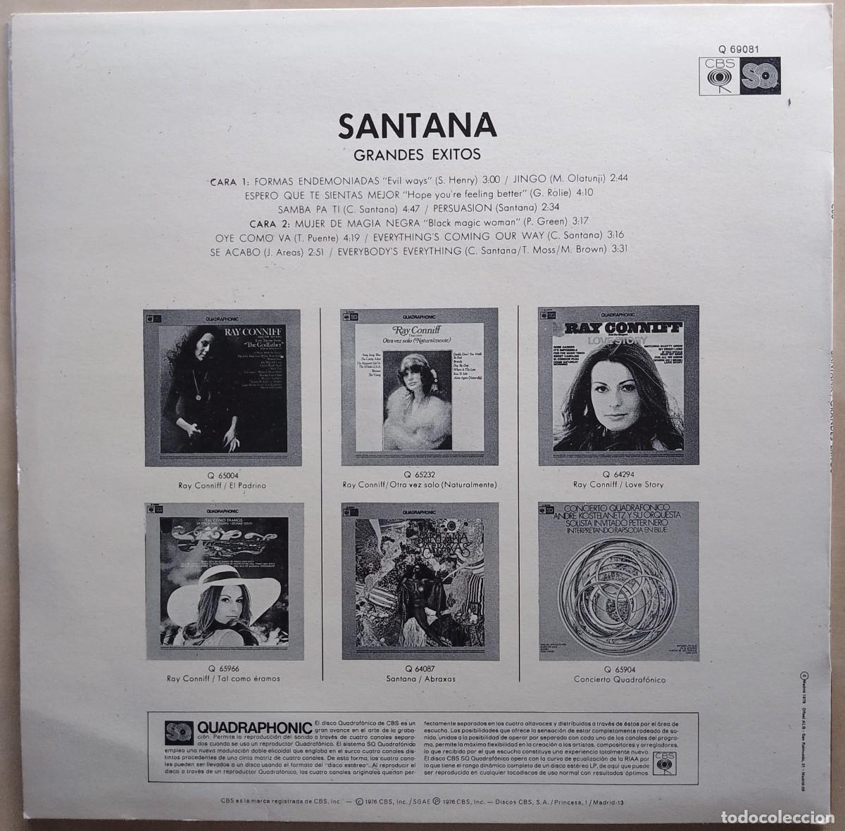 Discos de vinilo: SANTANA - GRANDES &Eacute;XITOS.- SPAIN 1976 QUADRAPHONIC - Foto 2