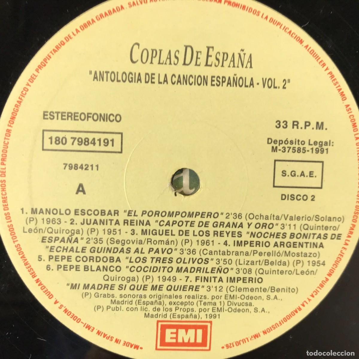 Discos de vinilo: Coplas De Espa&ntilde;a Vol. 2 ● 2 x Vinyl, LP, Compilation - Foto 4