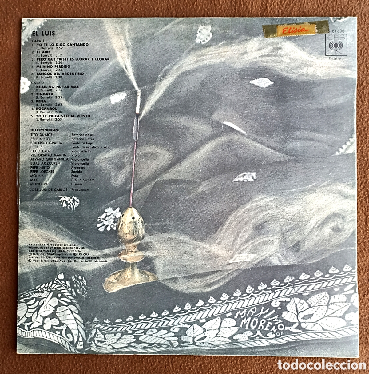 Discos de vinilo: LP EL LUIS - YO TE LO DIGO CANTANDO - CBS 1976 - Foto 2