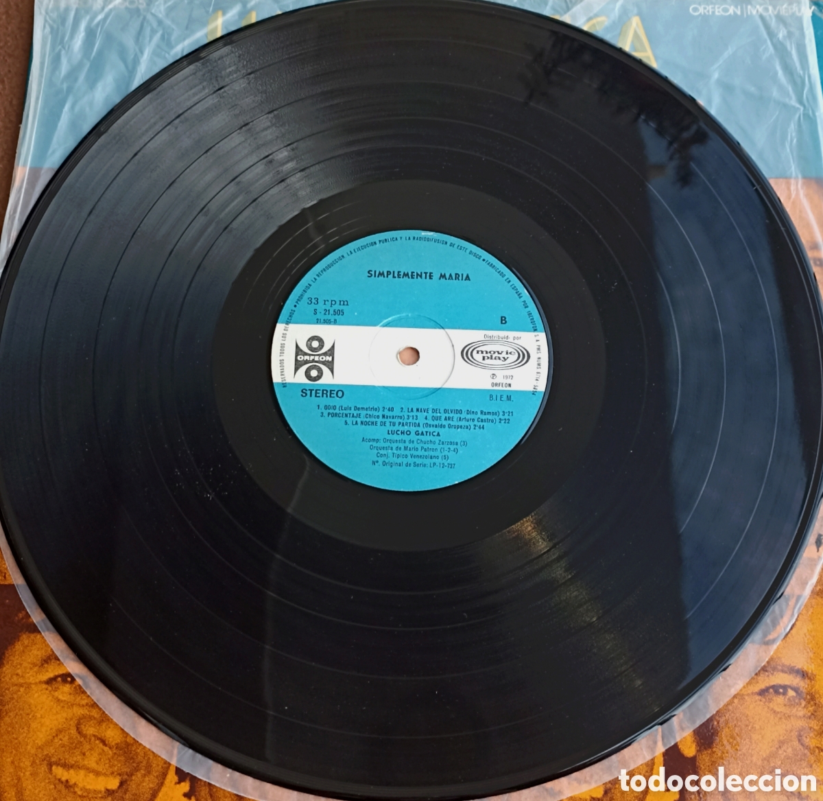 Discos de vinilo: LP LUCHO GATICA - SIMPLEMENTE MAR&Iacute;A - MOVIE PLAY 1972 - Foto 4
