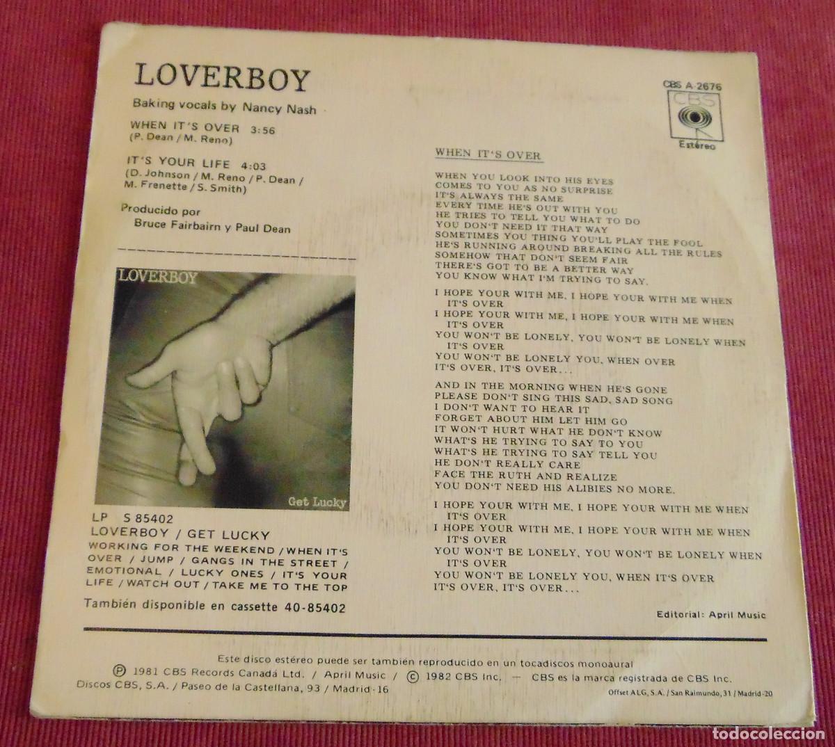 Discos de vinilo: Loverboy &ndash; When Its Over - SINGLE 1982 - Foto 2