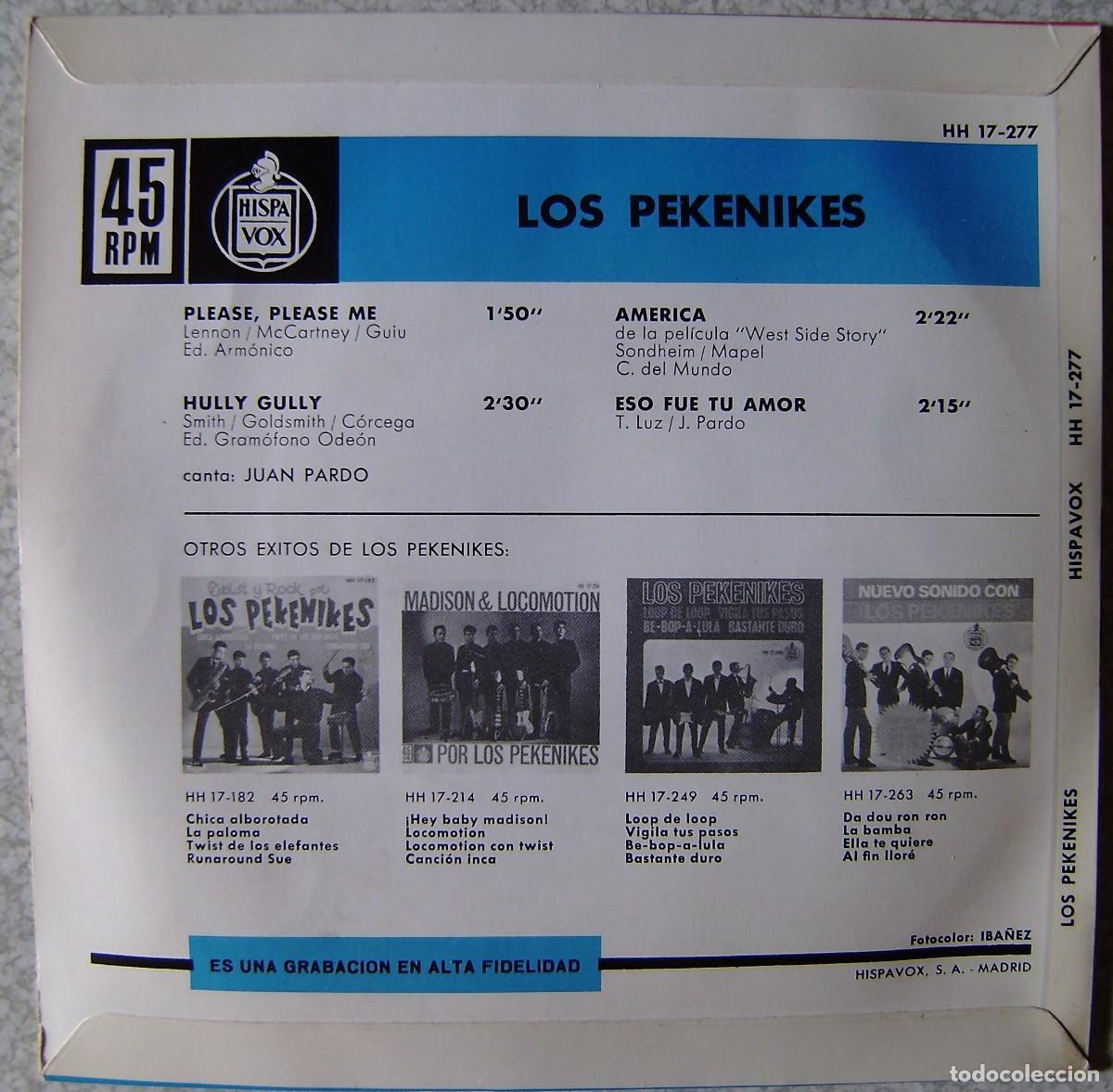 Discos de vinilo: LOS PEKENIKES.PLEASE,PLEASE ME + 3...EX+ - Foto 2