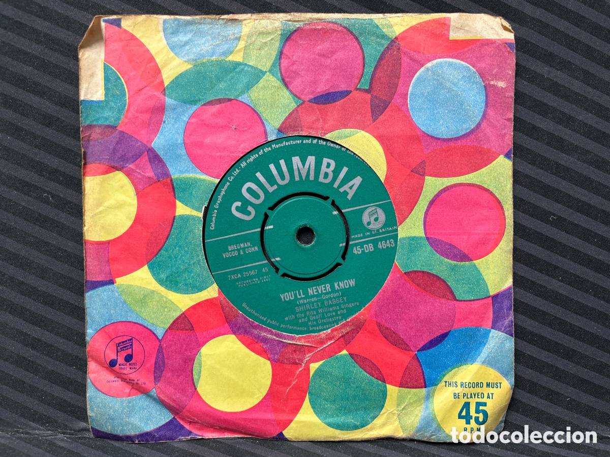 Discos de vinilo: Shirley Bassey - Youll Never Know (7&rdquo;, Single) - Foto 1