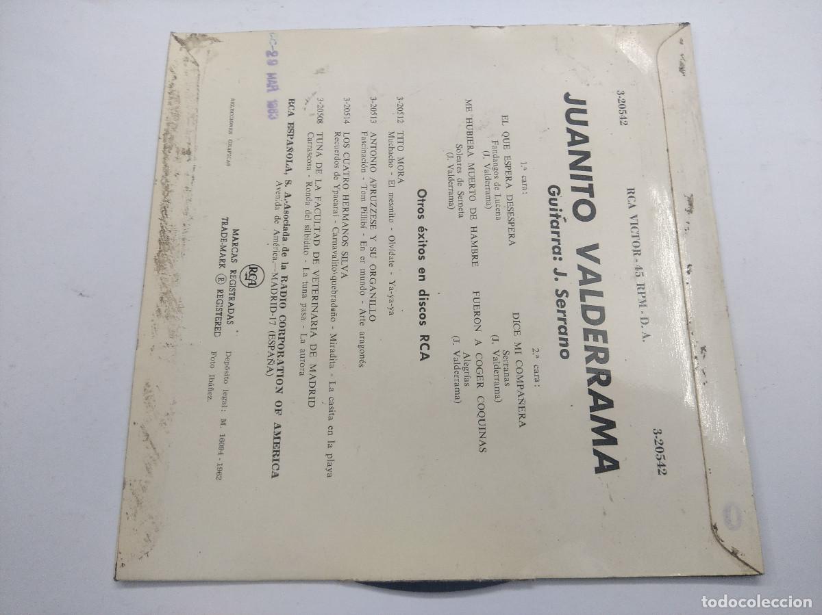 Discos de vinilo: JUANITO VALDERRAMA/EL QUE ESPERA DESESPERA/SINGLE. - Foto 3
