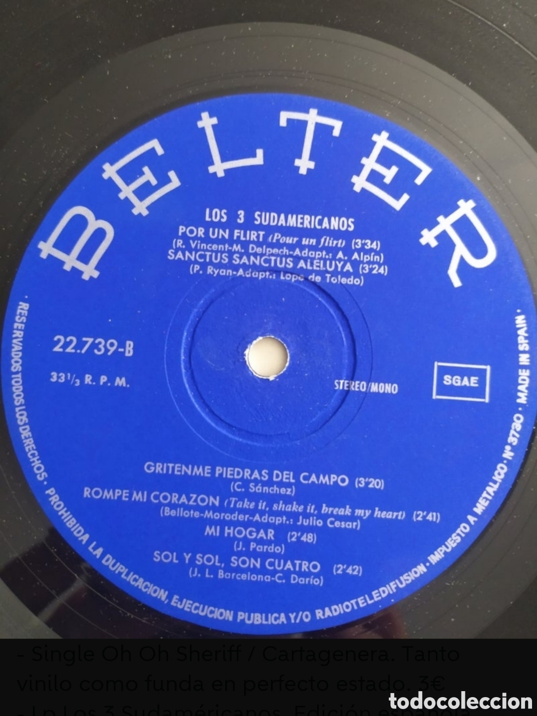 Discos de vinilo: Lp Los 3 Sudam&eacute;ricanos - Foto 4