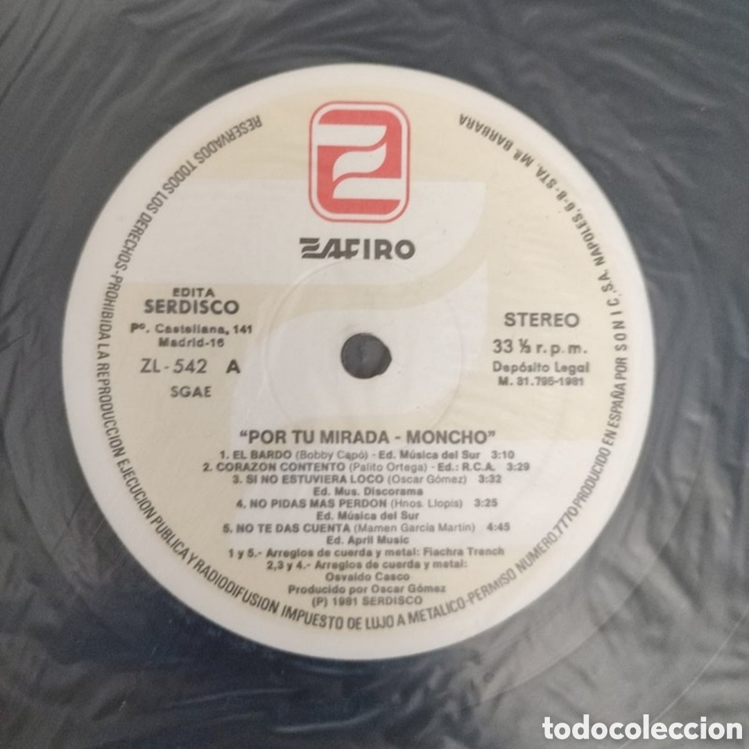 Discos de vinilo: Lp Moncho. Por tu mirada - Foto 3