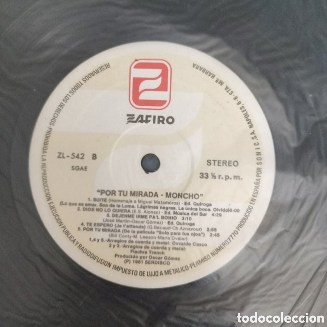 Discos de vinilo: Lp Moncho. Por tu mirada - Foto 4