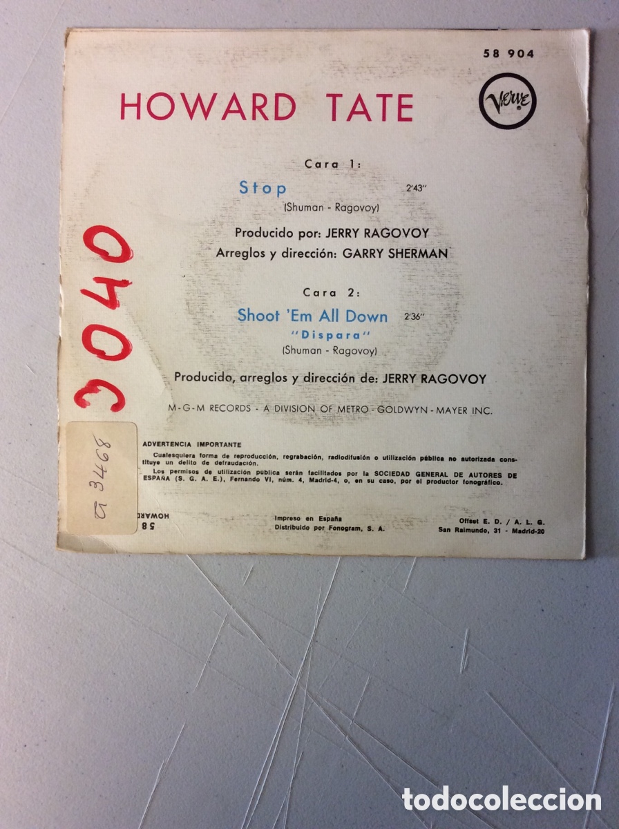 Discos de vinilo: Howard Tate. Stop. Shoot &lsquo;Em all down. - Foto 2