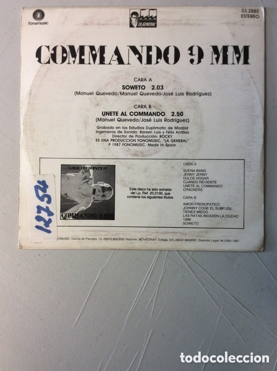 Discos de vinilo: Commando 9 mm. Soweto. &Uacute;nete al commando. - Foto 2