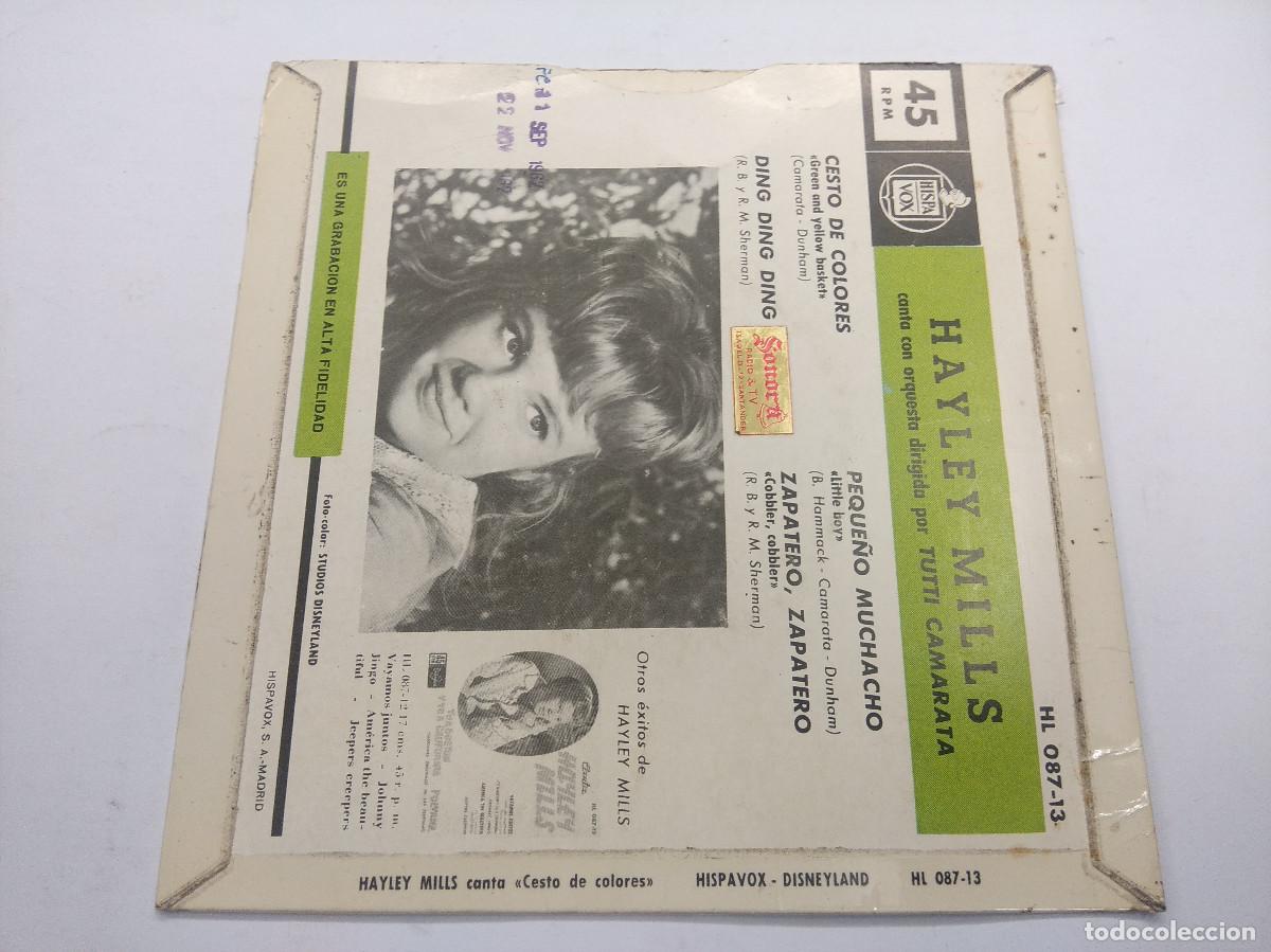 Discos de vinilo: HAYLEY MILLS/CESTO DE DOLORES/SINGLE. - Foto 3