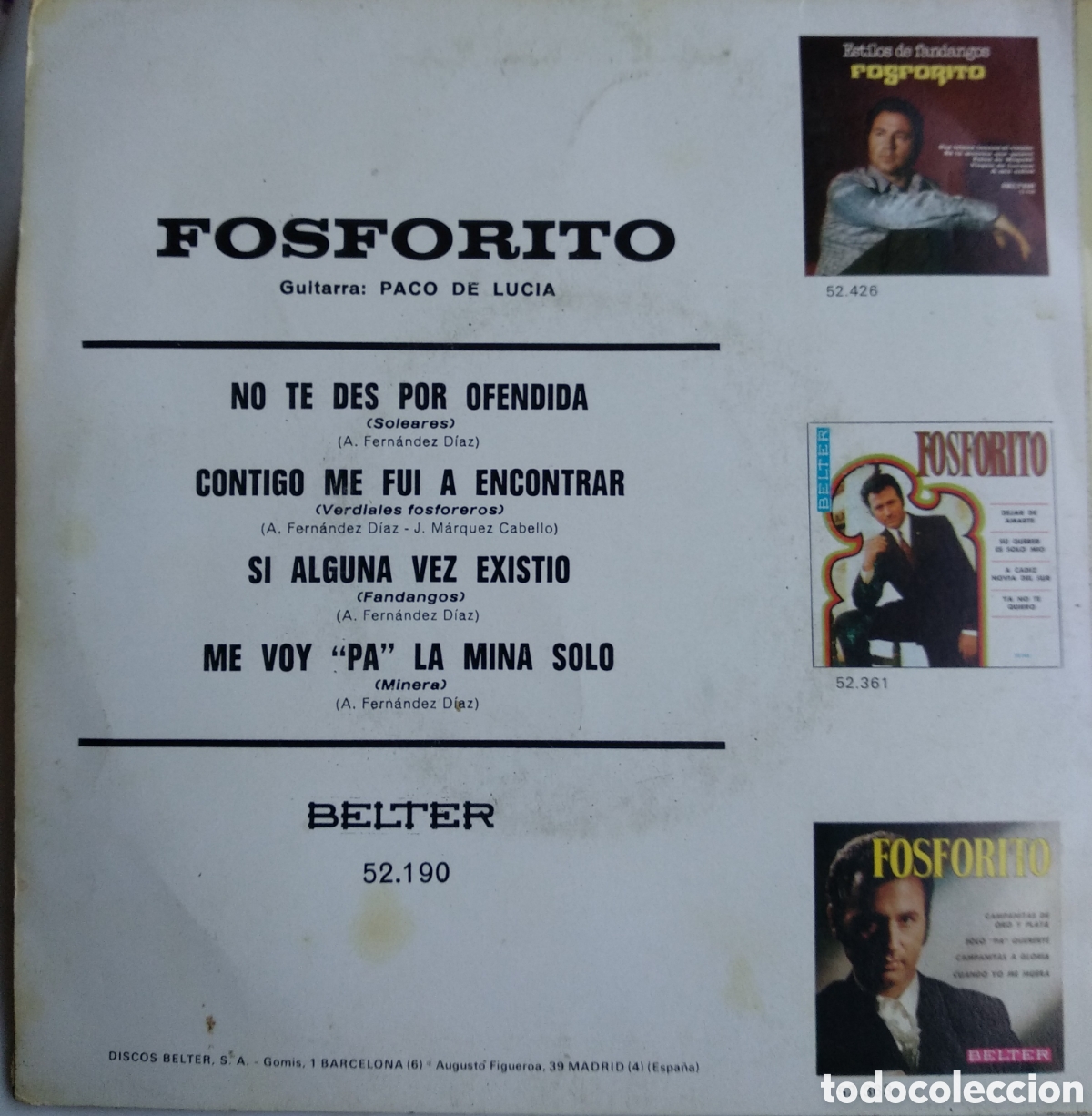 Discos de vinilo: *FOSFORITO, SPAIN, BELTER, 1968 - Foto 2
