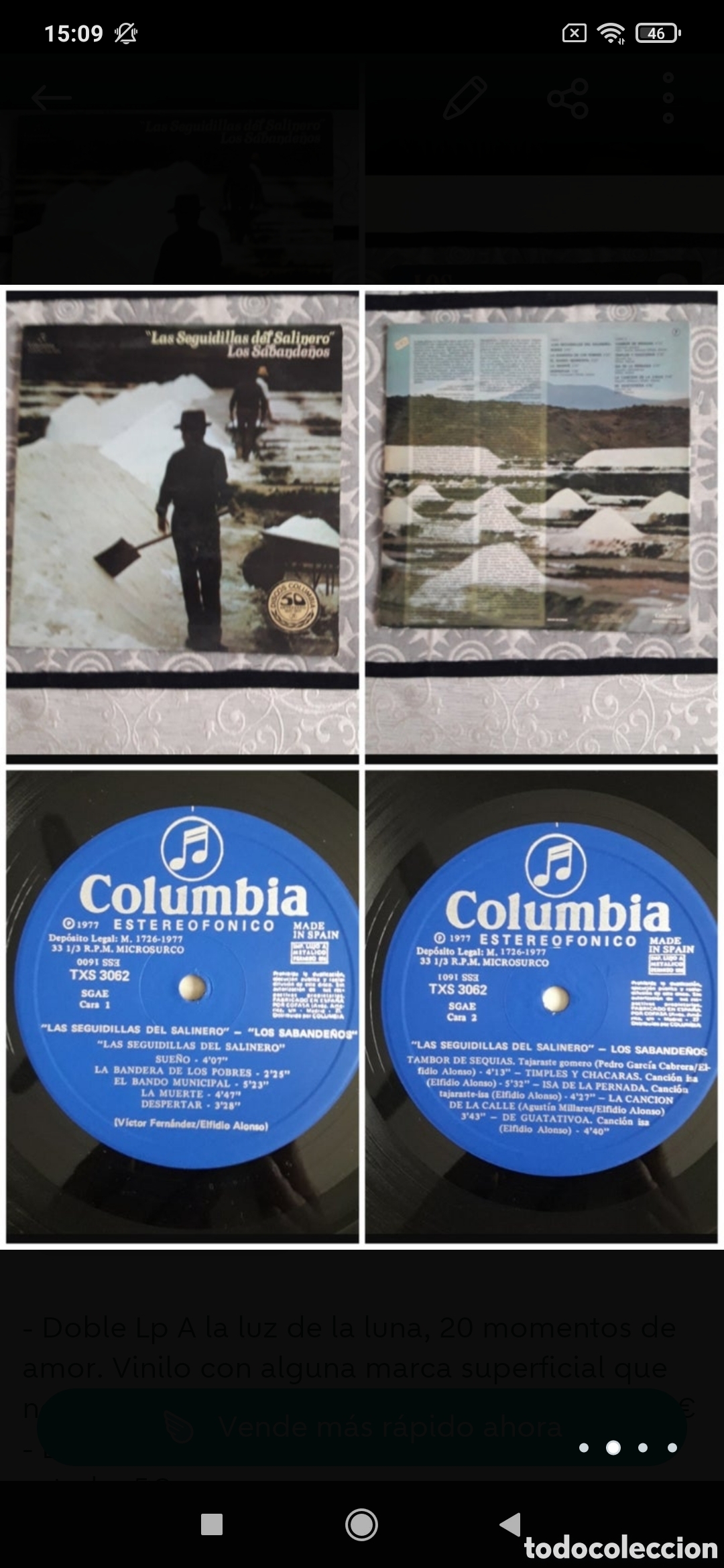 Discos de vinilo: Lp Los Sabande&ntilde;os. Las Seguidillas Del Salinero - Foto 2