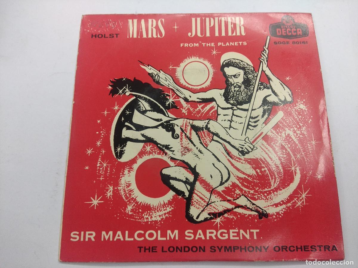 Discos de vinilo: SIR MALCOLM SARGENT/HOLST MARS + JUPITER FROM THE PLANETS/SINGLE. - Foto 1