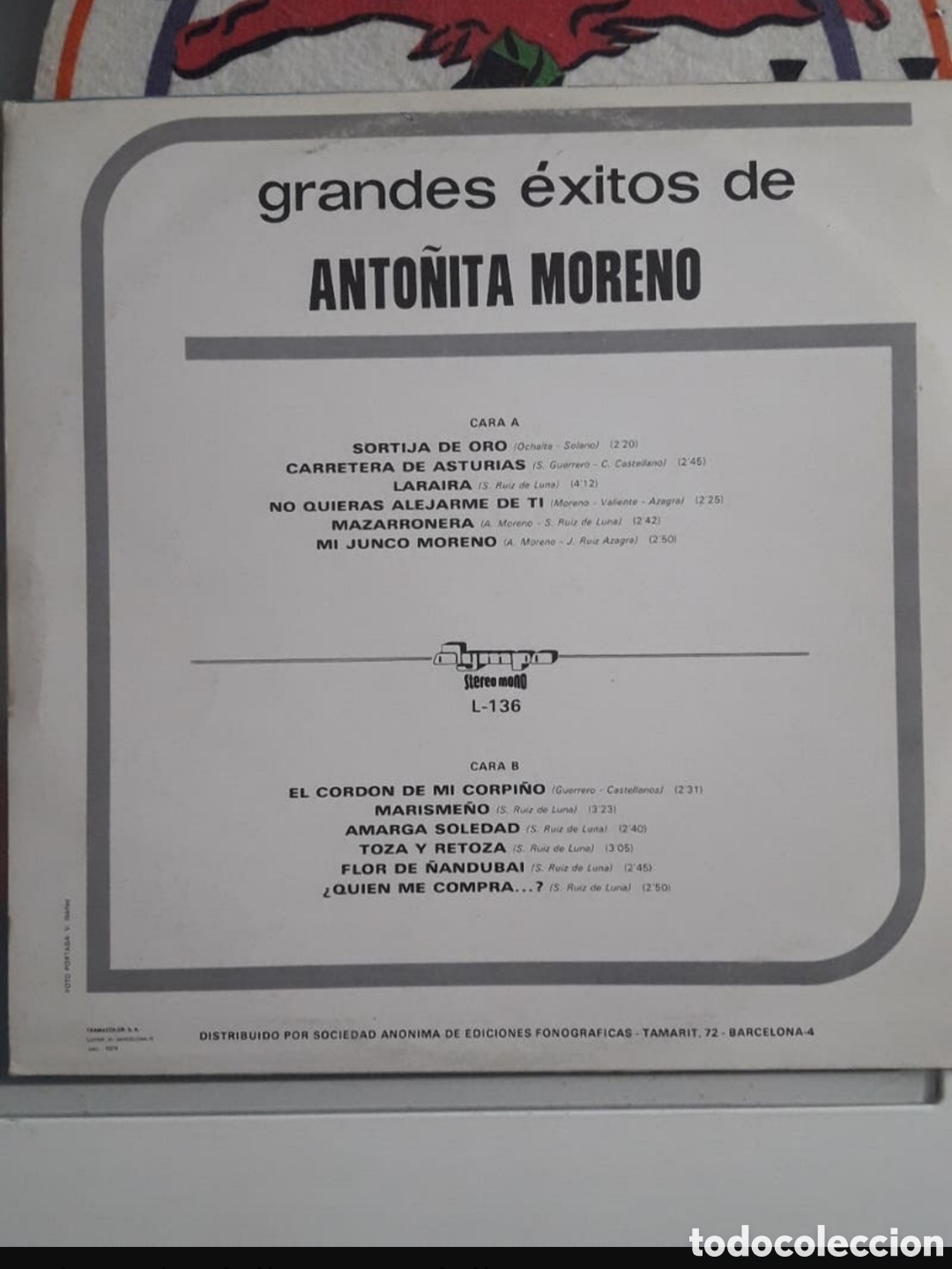 Discos de vinilo: Lp Grandes &eacute;xitos de Anto&ntilde;ita Moreno - Foto 2
