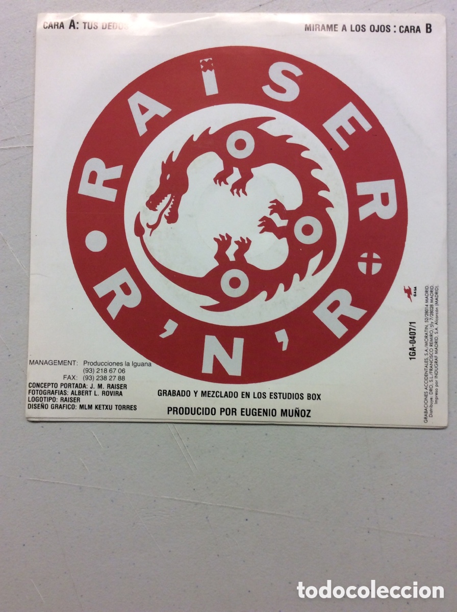 Discos de vinilo: Raiser. Tus dedos. M&iacute;rame a los ojos. - Foto 2