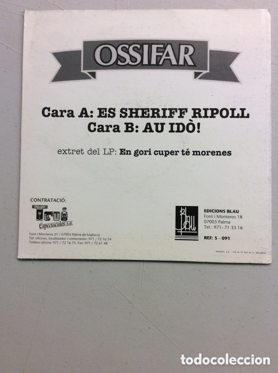 Discos de vinilo: Ossifar. Es sheriff Ripoll. Au id&ograve;! - Foto 2
