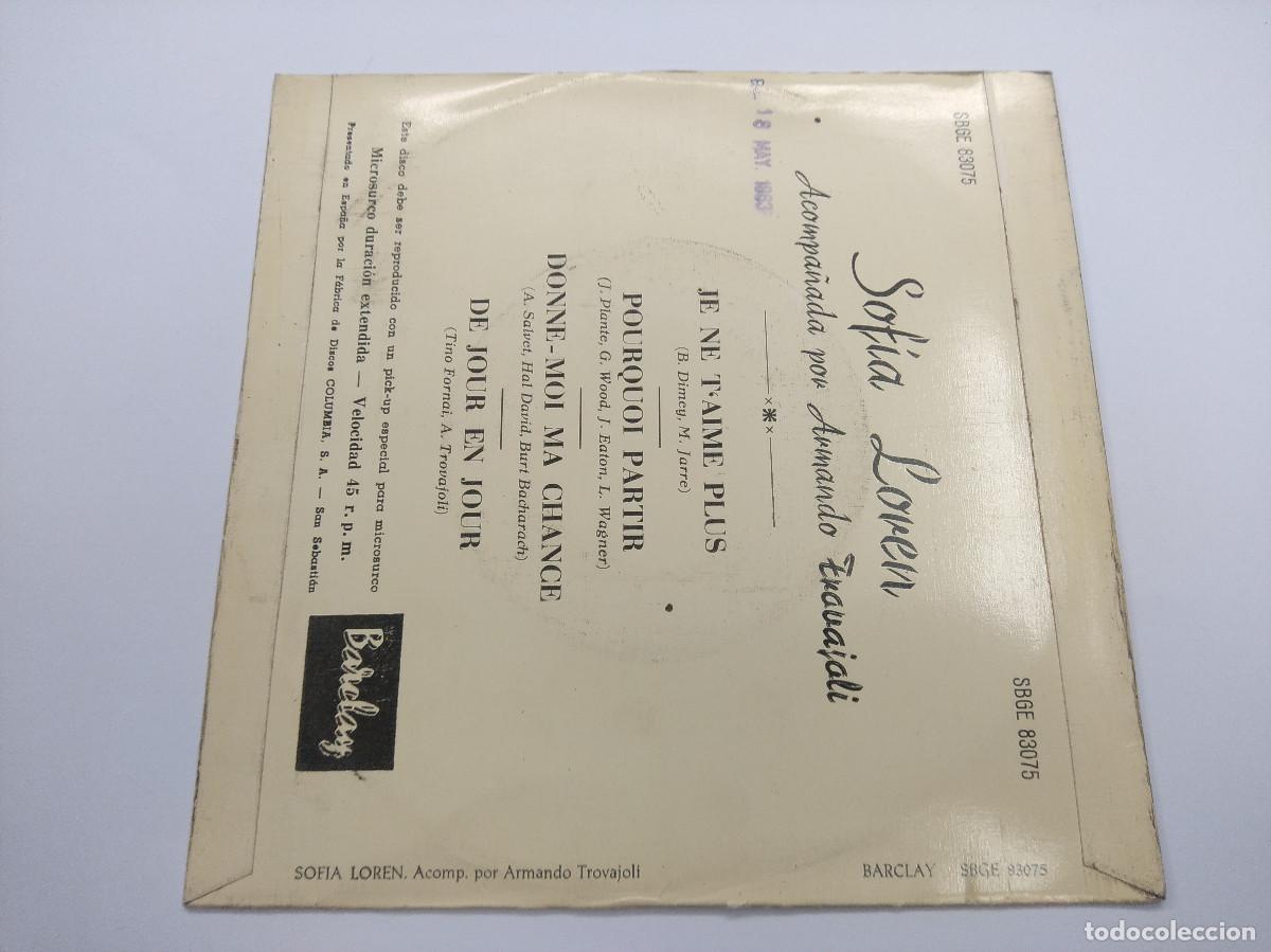 Discos de vinilo: SOFIA LOREN/JE NE TAIME PLUS/SINGLE. - Foto 3