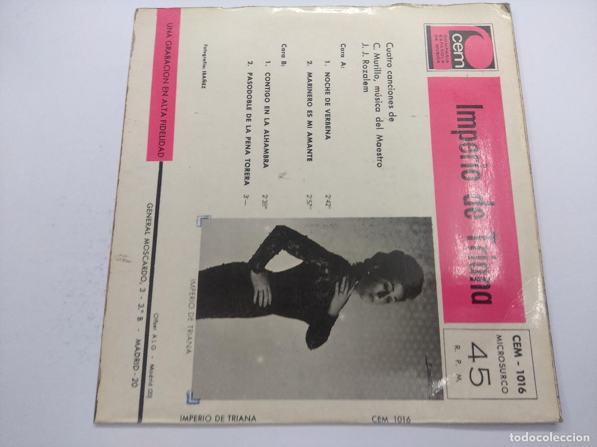 Discos de vinilo: IMPERIO DE TRIANA/NOCHE DE VERBENA/SINGLE. - Foto 3