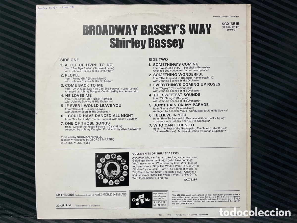 Discos de vinilo: Shirley Bassey - Broadway Basseys Way (LP, Comp) - Foto 2