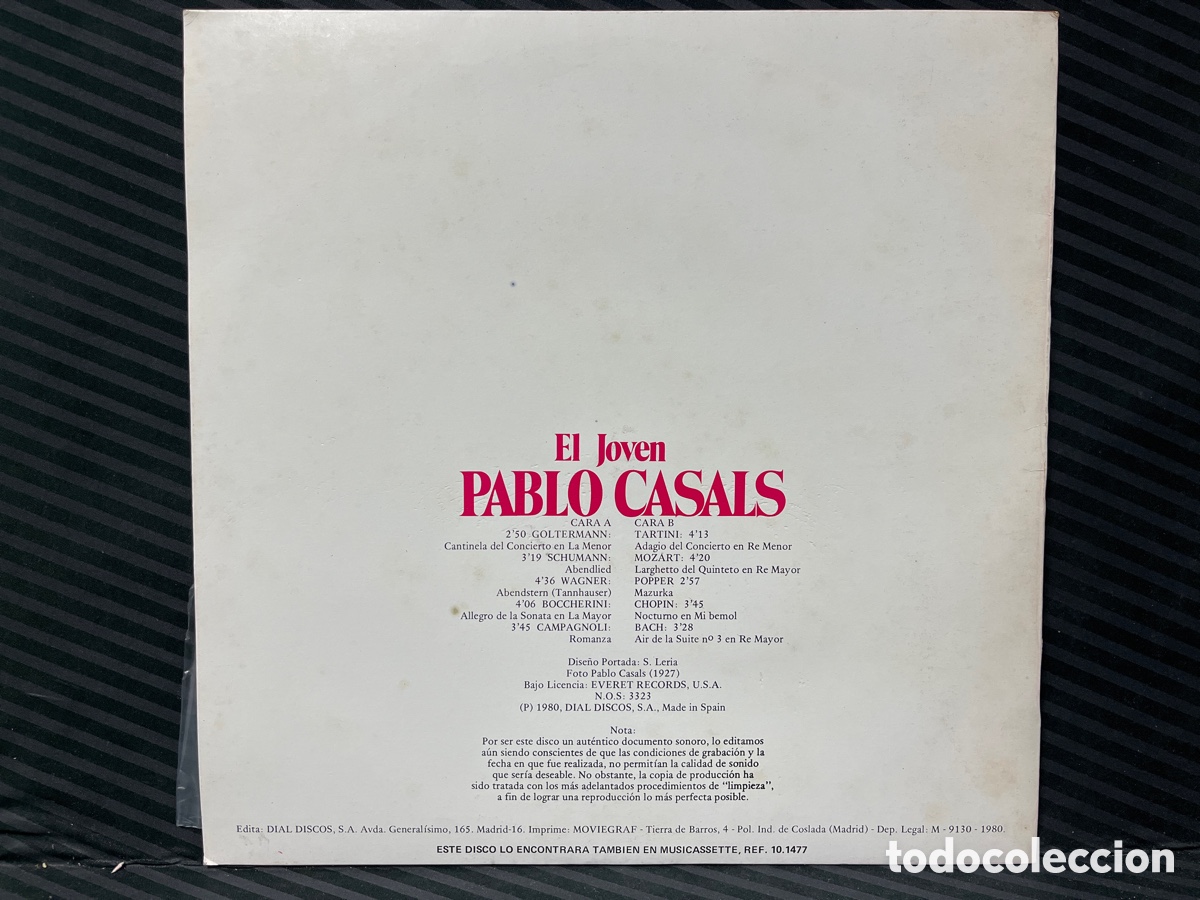 Discos de vinilo: Pablo Casals - El Joven Pablo Casals (LP, Comp) - Foto 2