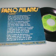 Dischi in vinile: PABLO MILANES - ABRIL + ANIVERSARIO ..SINGLE 1979 - PROMOCIONAL - ESPAÑOL . BUEN ESTADO. Lote 374366624