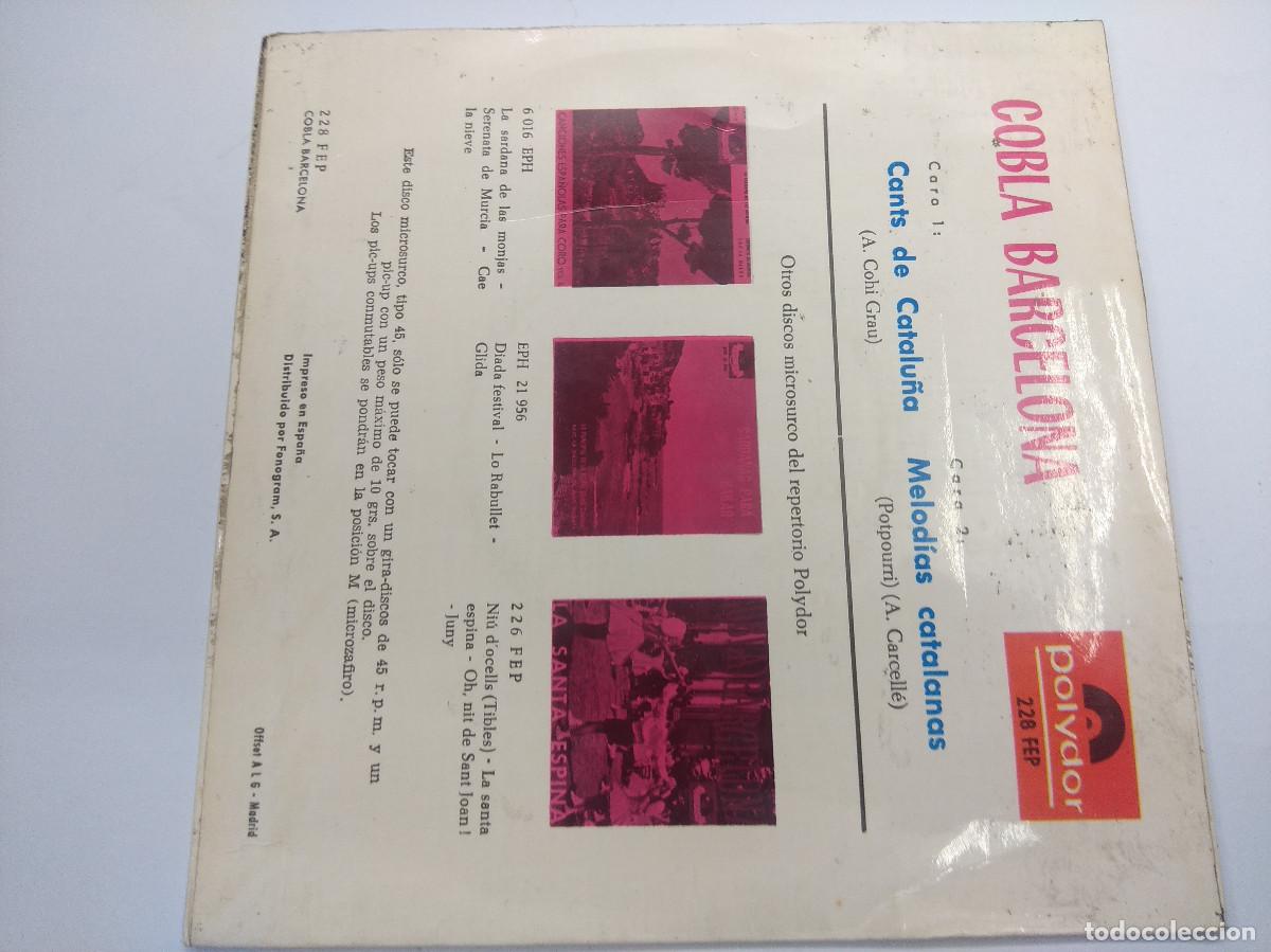 Discos de vinilo: COBLA BARCELONA/CANTS DE CATALU&Ntilde;A/SINGLE. - Foto 3