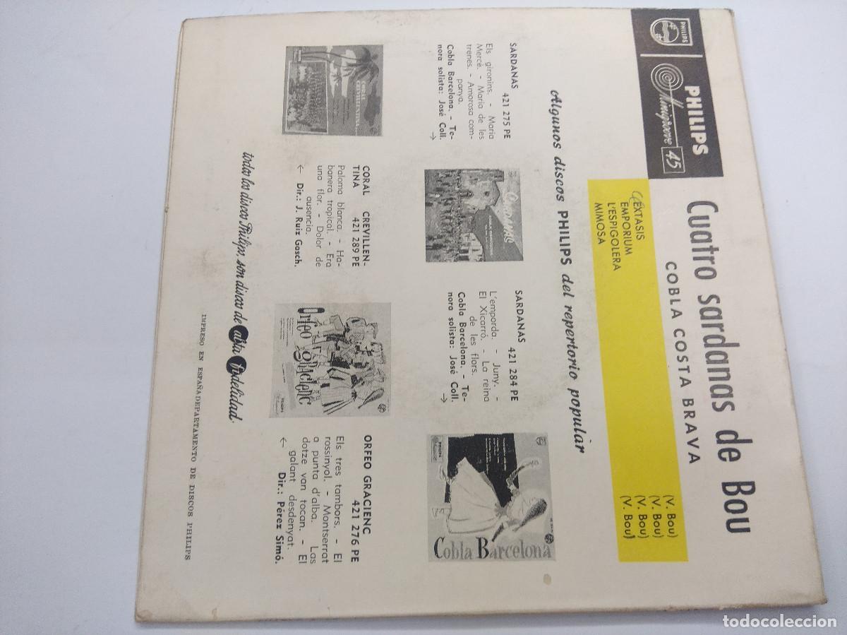 Discos de vinilo: CUATRO SARDANAS DE BOU/COBLA COSTA BRAVA/SINGLE. - Foto 3