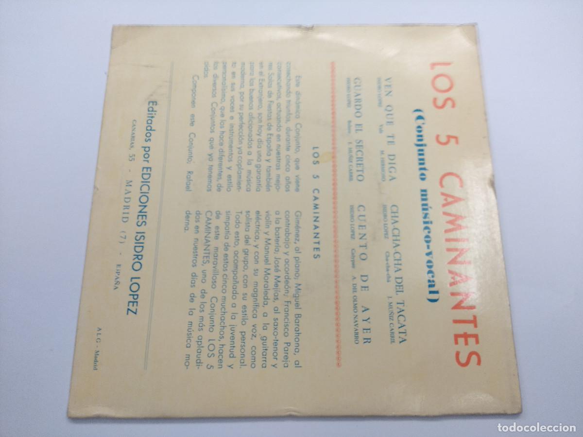 Discos de vinilo: LOS 5 CAMINANTES/VEN QUE TE DIGA/SINGLE. - Foto 2