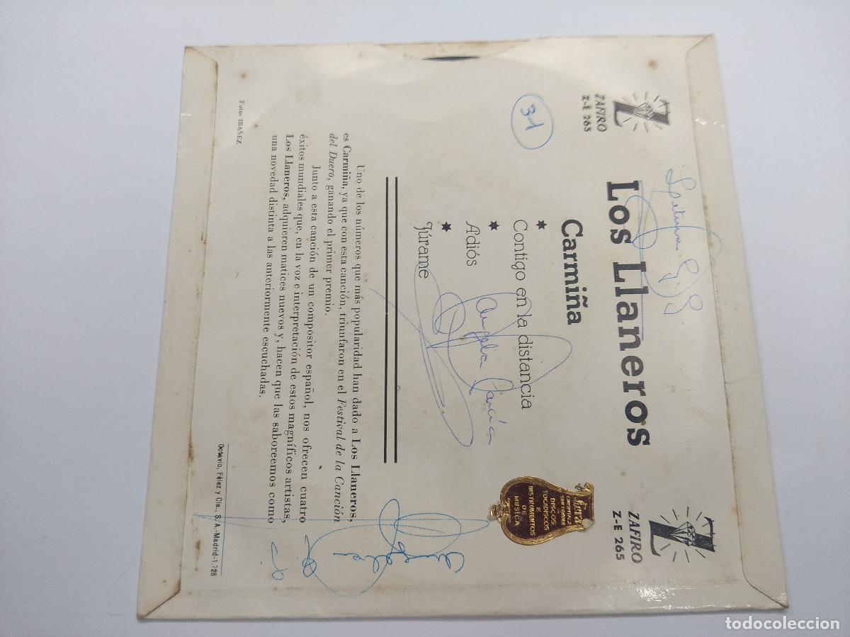 Discos de vinilo: LOS LLANEROS/CARMI&Ntilde;A/SINGLE. - Foto 3