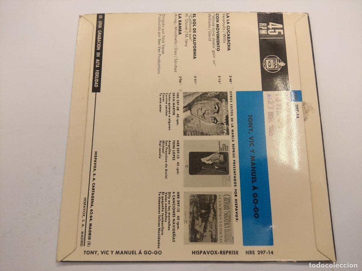 Discos de vinilo: TONY,VIC Y MANUEL/A GO-GO/SINGLE. - Foto 3