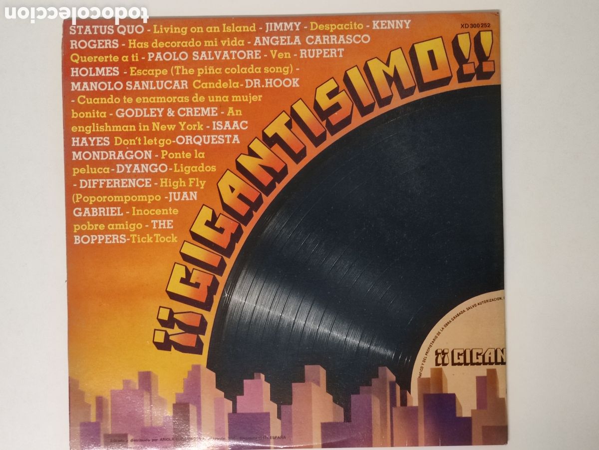 Discos de vinilo: Various &ndash; &iexcl;&iexcl;Gigantisimo!! - Ariola &ndash; XD-301 250 - 1980 - Foto 2