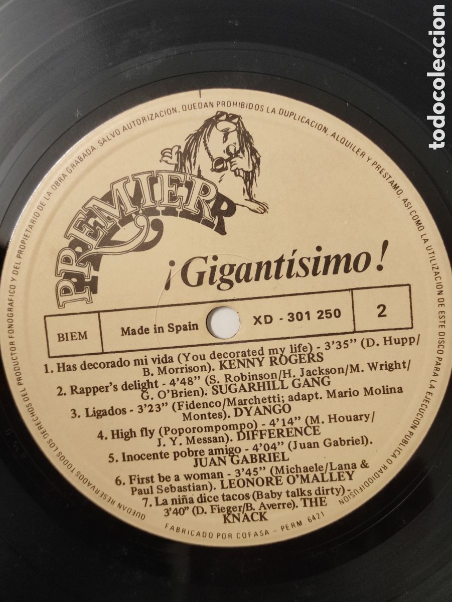 Discos de vinilo: Various &ndash; &iexcl;&iexcl;Gigantisimo!! - Ariola &ndash; XD-301 250 - 1980 - Foto 5