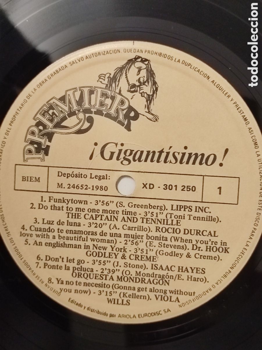 Discos de vinilo: Various &ndash; &iexcl;&iexcl;Gigantisimo!! - Ariola &ndash; XD-301 250 - 1980 - Foto 6