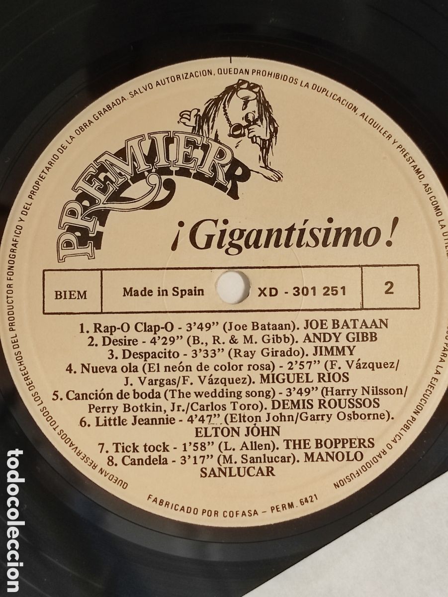 Discos de vinilo: Various &ndash; &iexcl;&iexcl;Gigantisimo!! - Ariola &ndash; XD-301 250 - 1980 - Foto 7