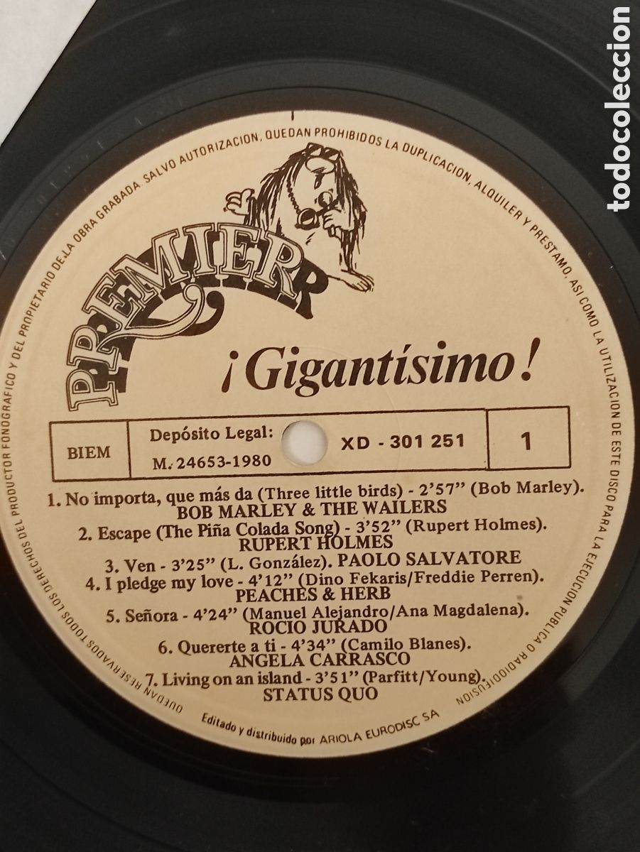 Discos de vinilo: Various &ndash; &iexcl;&iexcl;Gigantisimo!! - Ariola &ndash; XD-301 250 - 1980 - Foto 8