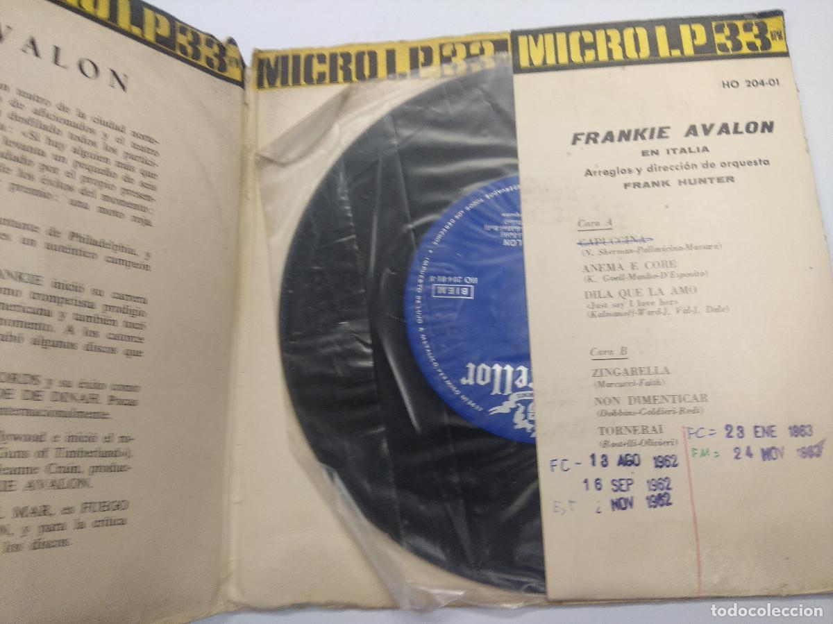 Discos de vinilo: FRANKIE AVALON/EN ITALIA/SINGLE MICRO LP 6 CANCIONES. - Foto 2