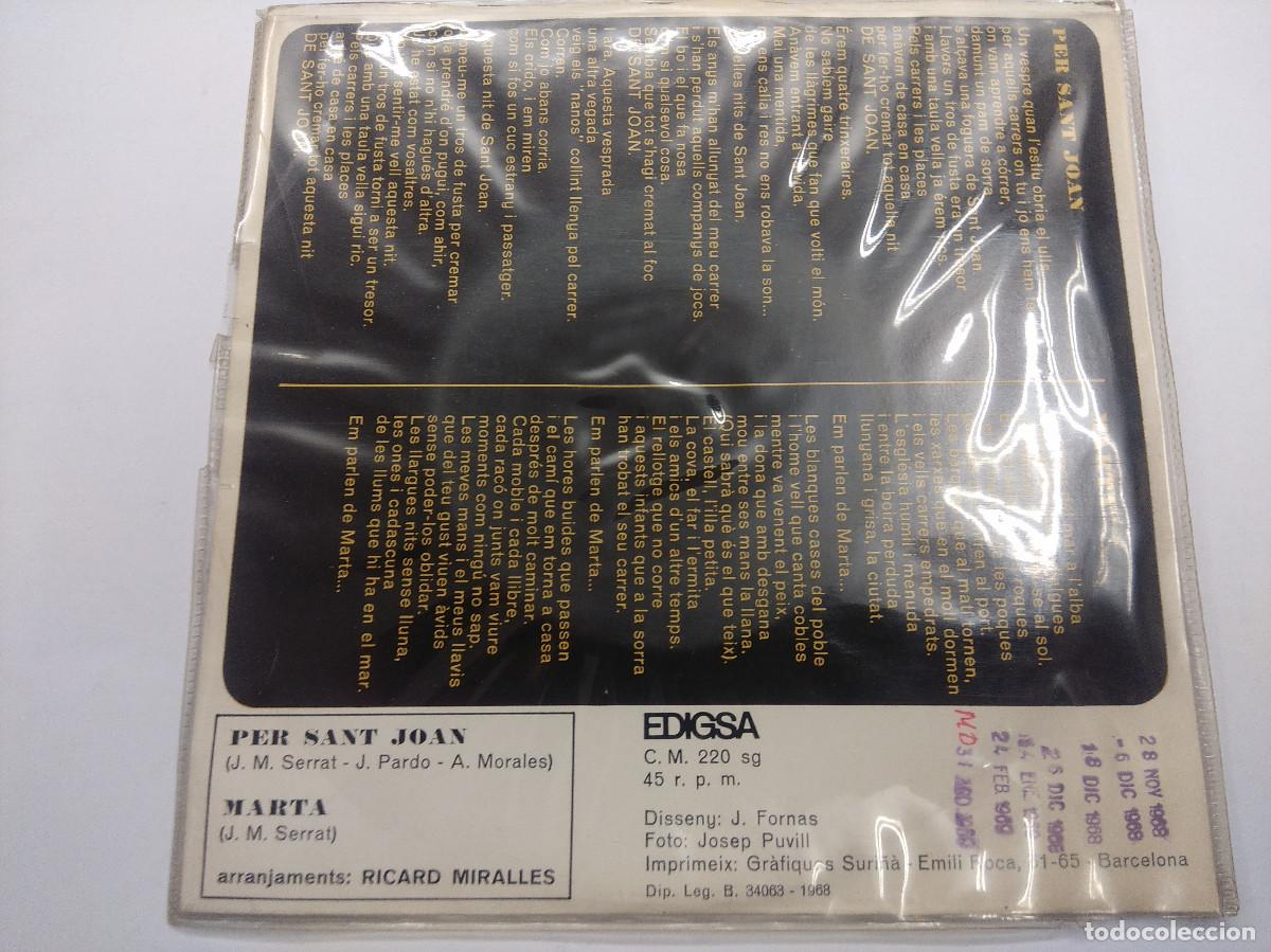Discos de vinilo: JOAN MANUEL SERRAT/PER SANT JOAN/SINGLE. - Foto 3