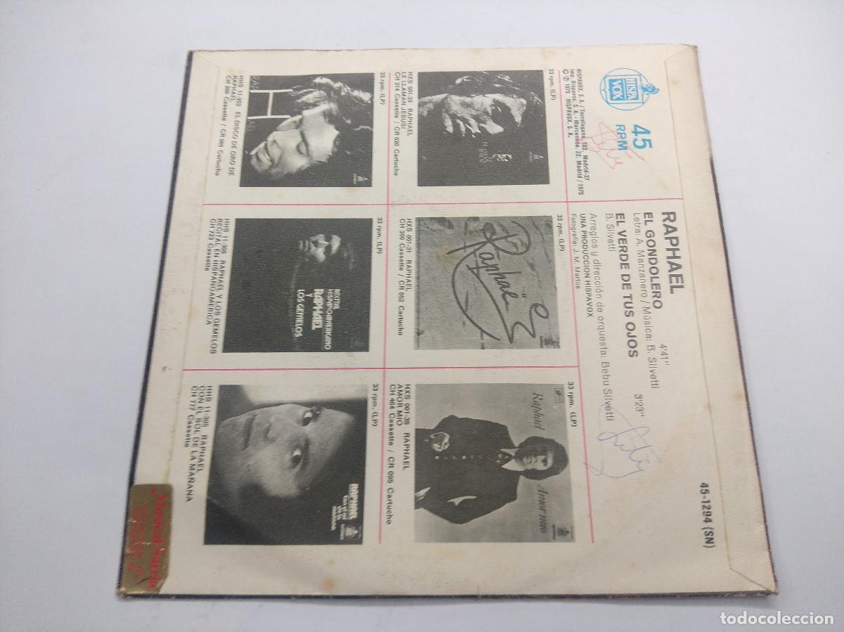 Discos de vinilo: RAPHAEL/EL GONDOLERO/SINGLE. - Foto 3