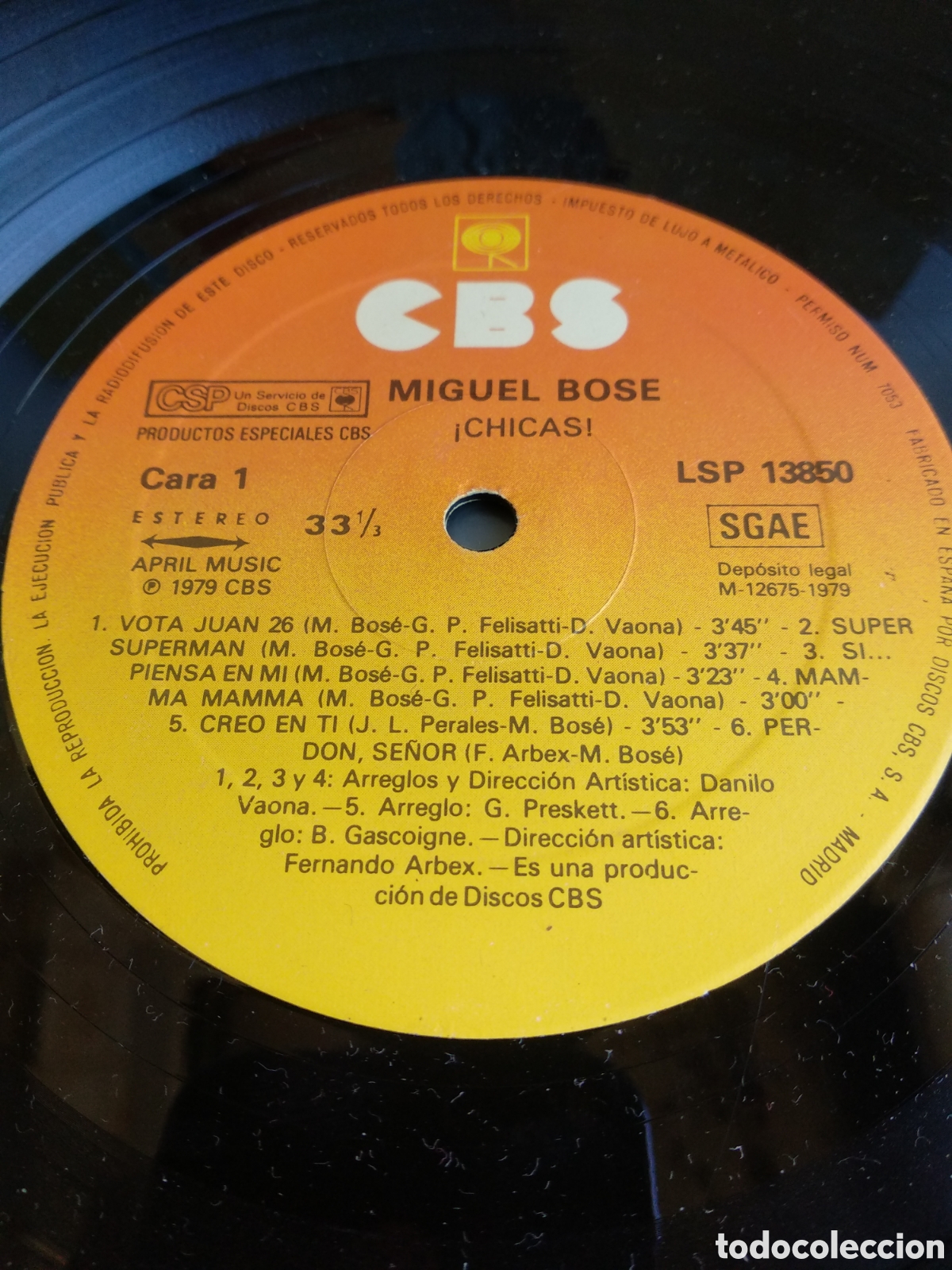 Discos de vinilo: *MIGUEL BOSE, CHICAS, ARIOLA, 1979 - Foto 3