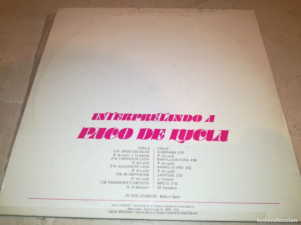 Discos de vinilo: INTERPRETANDO A PACO DE LUCIA-ORIGINAL A&Ntilde;O 1976 - Foto 2