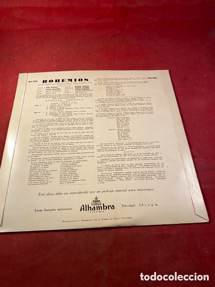 Discos de vinilo: BOHEMIOS AMADEO VIVES - Foto 2