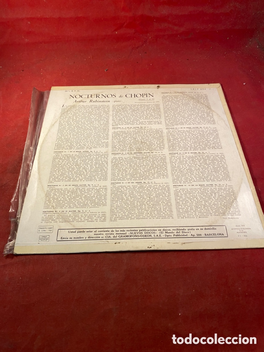 Discos de vinilo: RUBINSTEIN CHOPIN NOCTURNOS - Foto 2