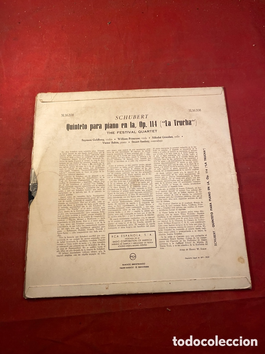 Discos de vinilo: SCHUBERT QUINTETO LA TRUCHA - Foto 2