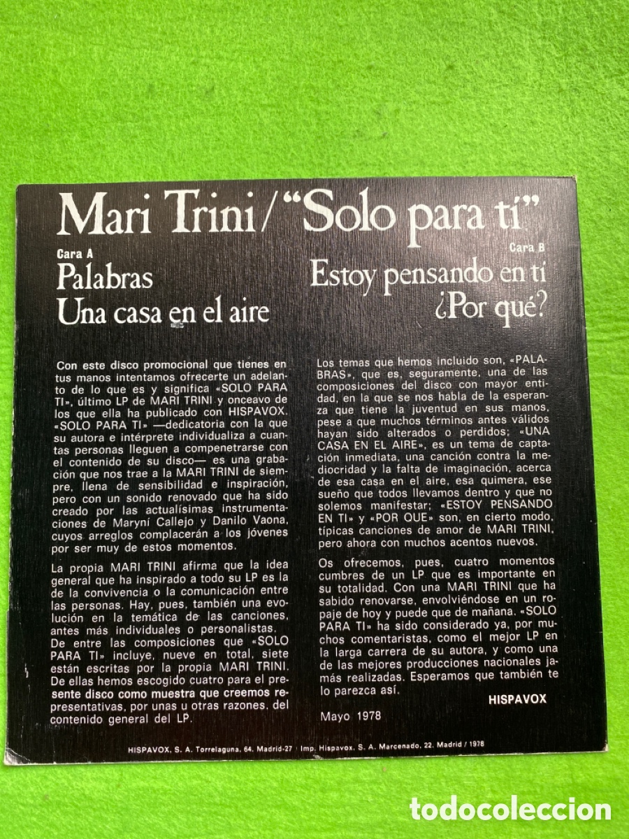 Discos de vinilo: Mari trini ( promocional ) - Foto 2