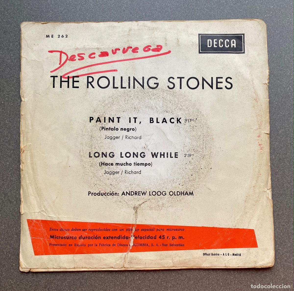 Discos de vinilo: THE ROLLING STONES - Paint it, black / Long long while - DECCA Espa&ntilde;a - 1966 - Foto 2